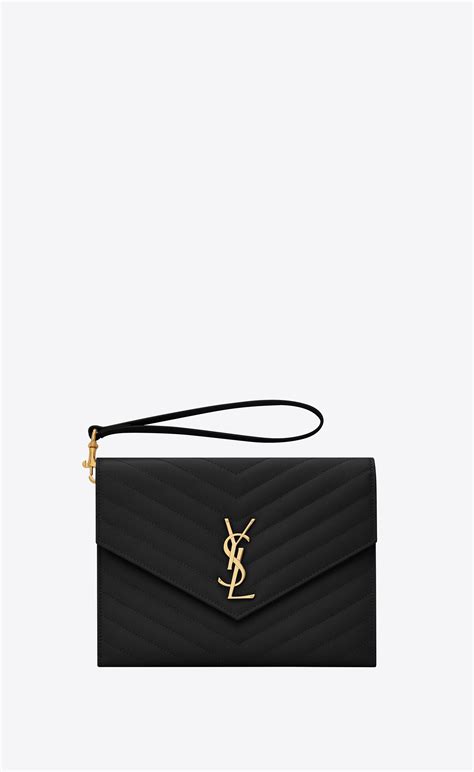 monogram clutch in quilted grain de poudre embossed leather ysl|Saint Laurent MONOGRAM CLUTCH IN QUILTED .